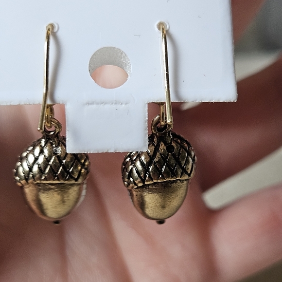 Pre-owned HOLIDAY LANE HARVEST FALL ACORN AMBER CRYSTAL EARRINGS - Picture 4 of 6